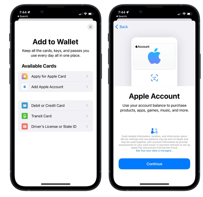 榕城苹果手机维修分享iOS 15.5钱包App如何添加 Apple 账户 