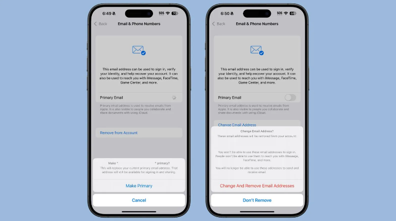 榕城苹果手机维修分享苹果 iOS 18.1 支持设置“主要”邮箱地址并更改 iCloud 邮箱 