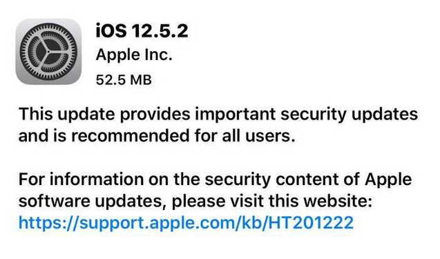 榕城苹果手机维修分享iOS12.5.2发布，建议所有老苹果用户安装 
